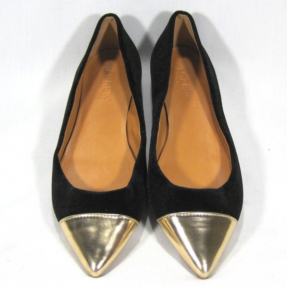 J Crew Black Gold-Dipped Velvet Flats Size: 6M - Picture 6 of 8